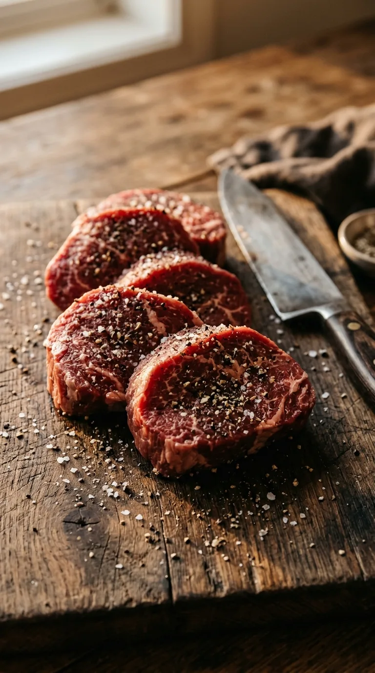 Beef Steak Medallions: Tenderloin with Red Grape-Juice Reduction – step 1: Prepare the beef