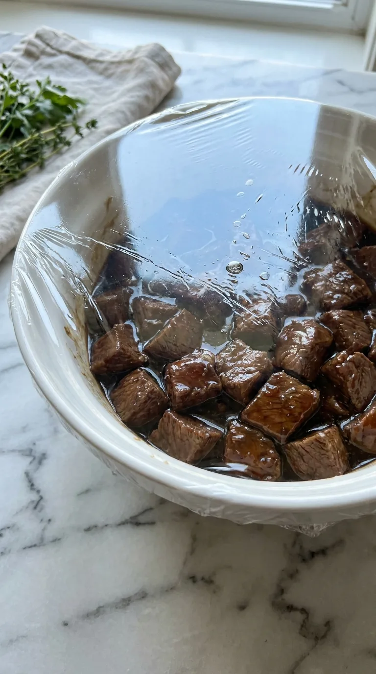 Beef Steak Kebab: Halal Sirloin with Soy-Worcestershire Glaze – step 3: Marinate the meat