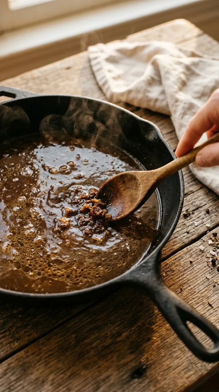 Beef Steak Medallions: Tenderloin with Red Grape-Juice Reduction – step 5: Deglaze the pan