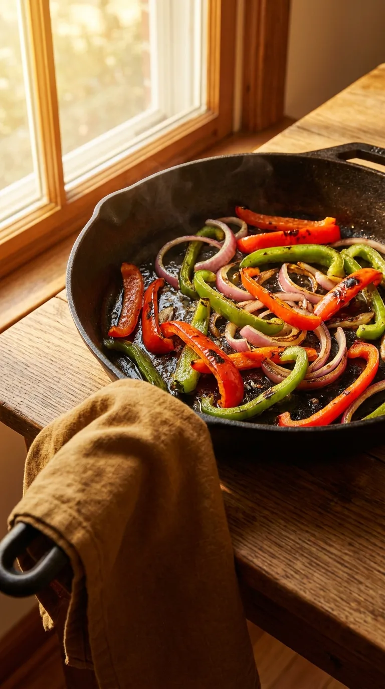 Beef Steak Fajitas: Mexican Sizzling Strips – step 6: Cook the vegetables