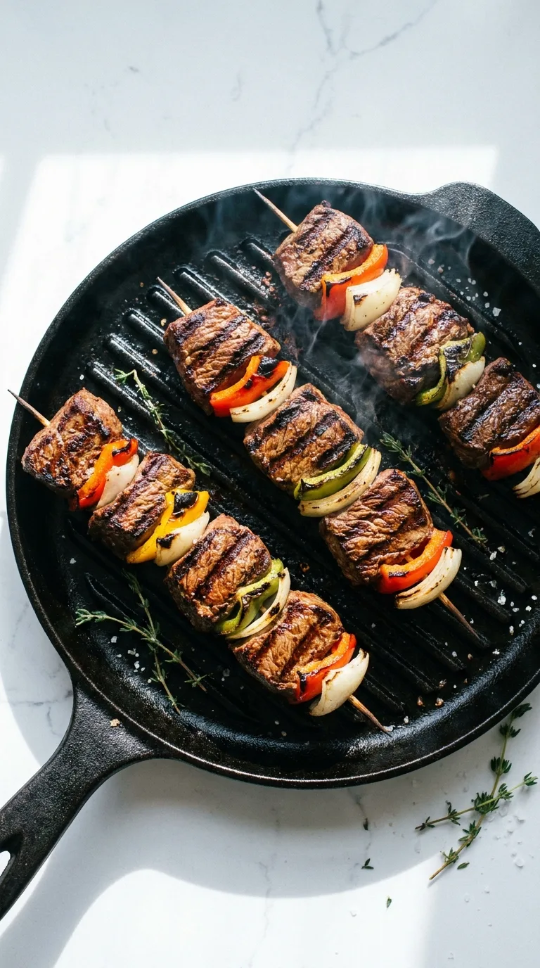 Beef Steak Kebab: Halal Sirloin with Soy-Worcestershire Glaze – step 7: Grill the kebabs