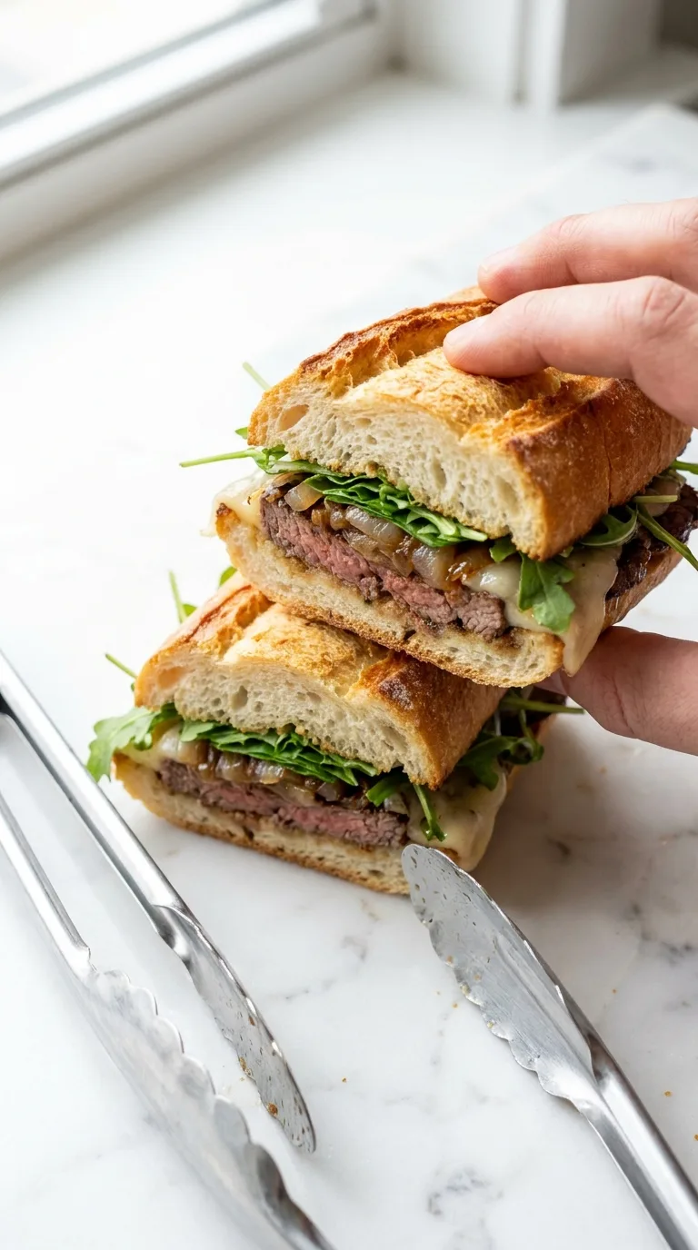 Beef Steak Sandwich: Ribeye with Caramelised Onions – step 6: Assemble the sandwich