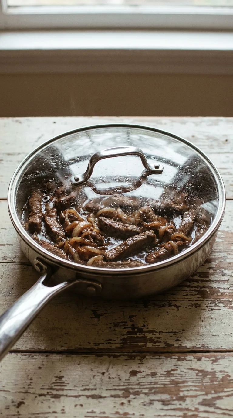 Beef Steak with Onions: Savoury Pan-Sautéed Beef – step 6: Deglaze and simmer