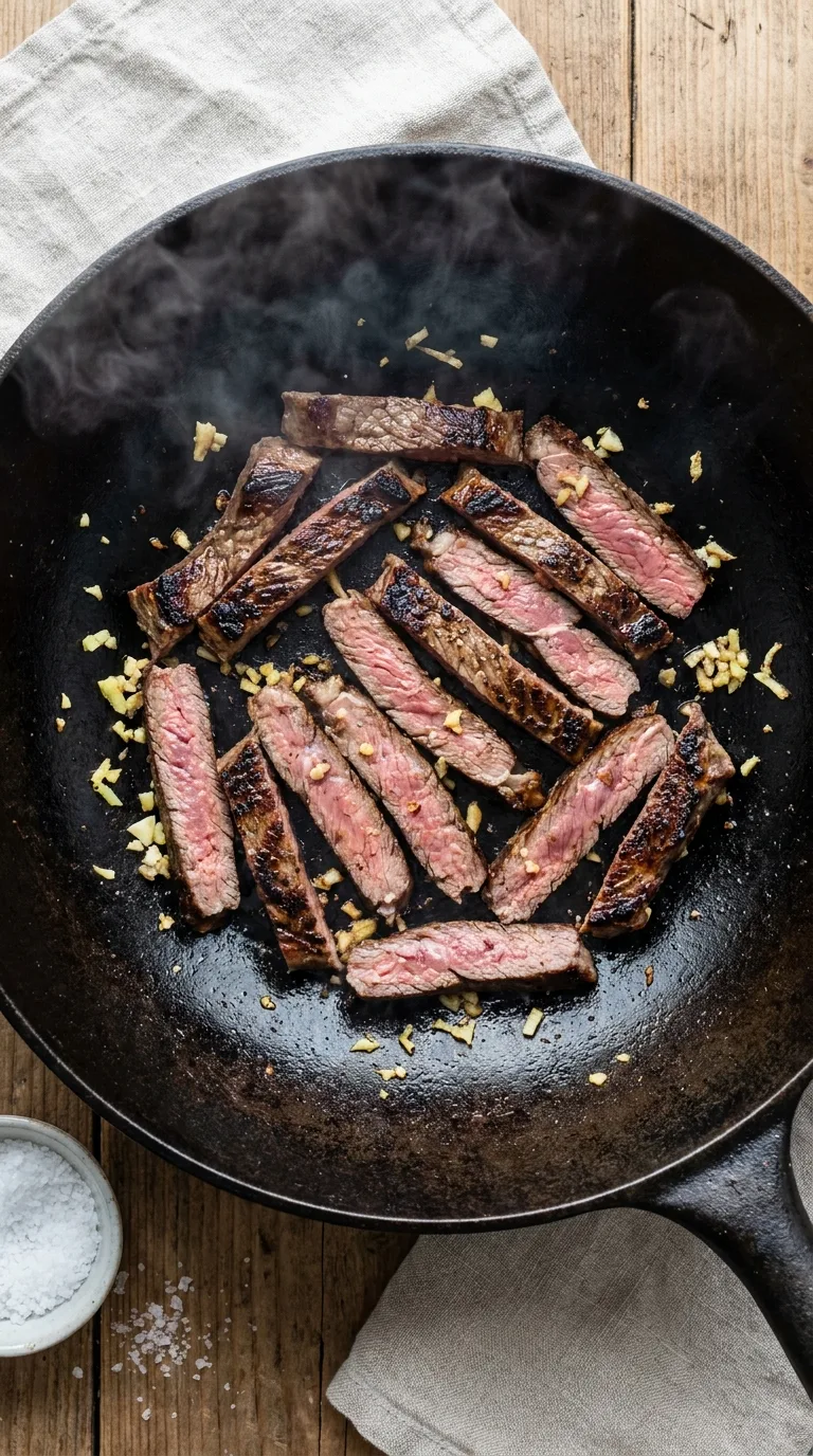 Beef Steak Udon: Asian Stir-Fry with Garlic-Ginger Sauce – step 3: Sear the steak