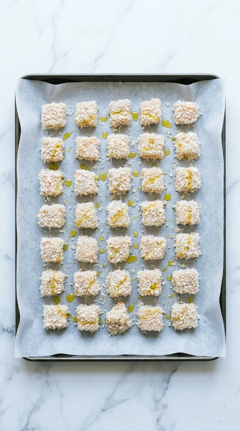 Chicken Breast Nuggets: Oven-Baked Crispy Appetisers – step 5: Apply the oil