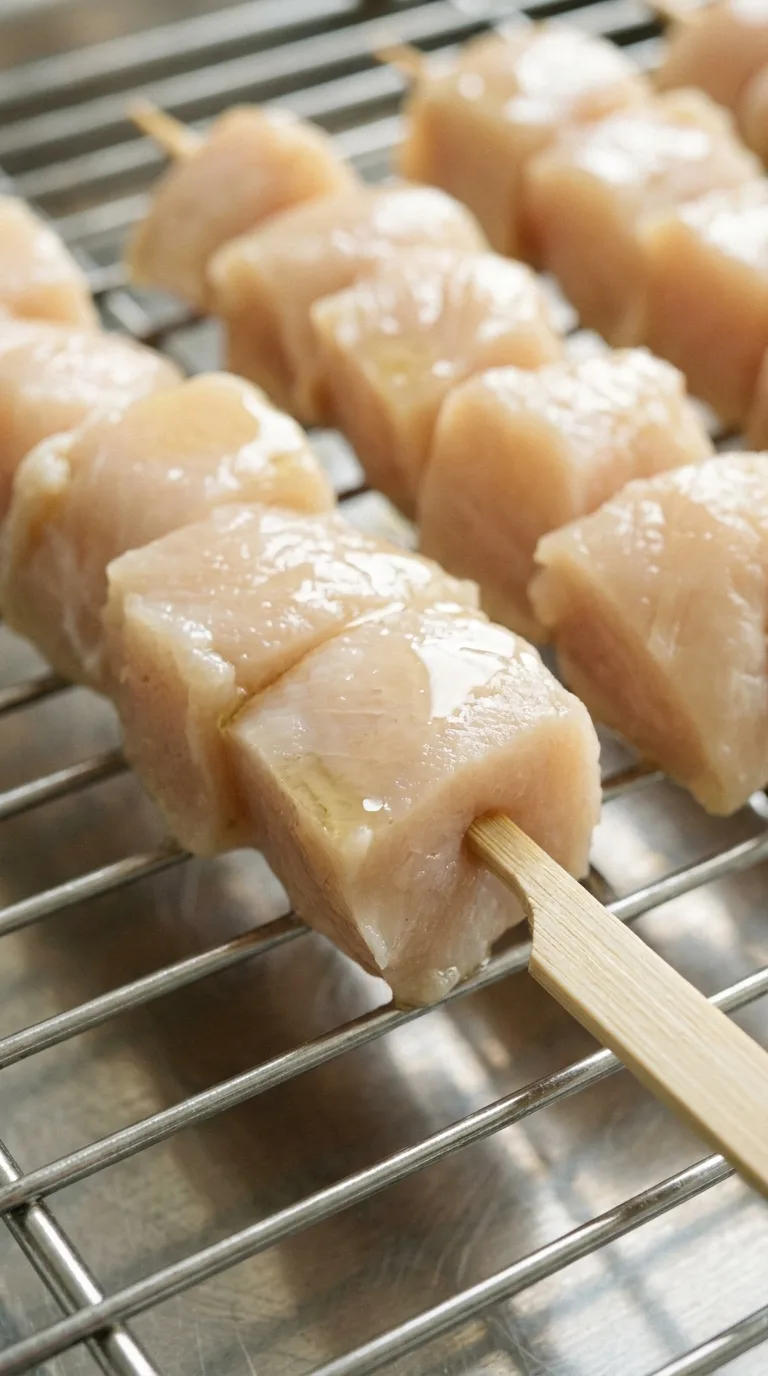 Yakitori: Chicken Breast Grilled Skewers – step 4: Oil the chicken