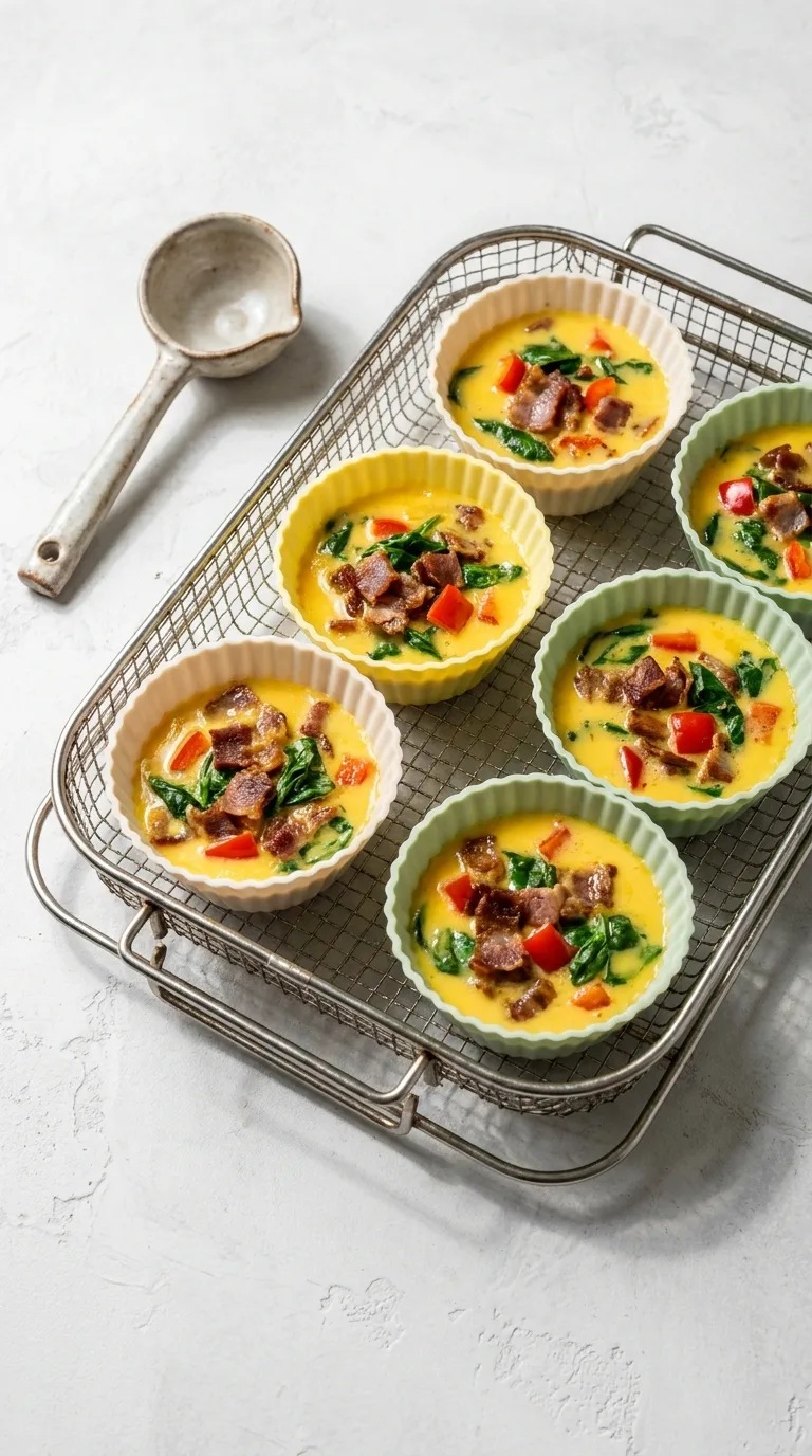 Air Fryer Egg Muffins: Halal Breakfast with Beef Bacon – step 4: Fill the moulds