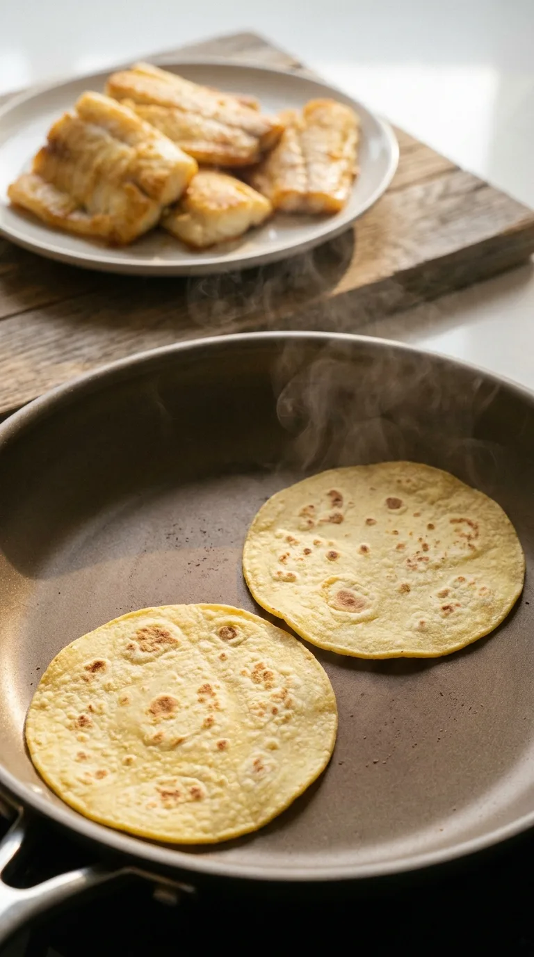 Fish Tacos: Baked Cod with Zesty Yogurt Sauce – step 6: Warm the tortillas