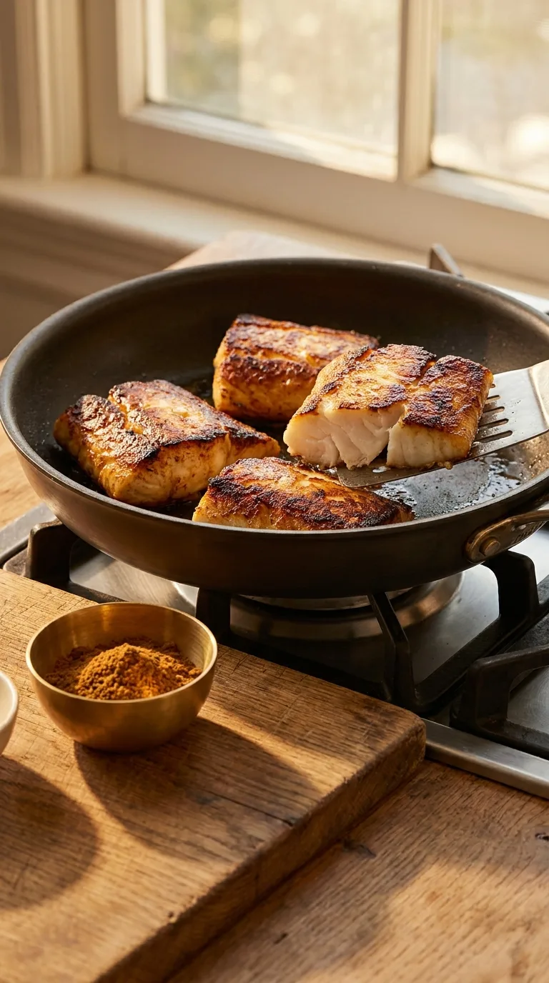 Fish Tacos: Baked Cod with Zesty Yogurt Sauce – step 4: Sear the fish