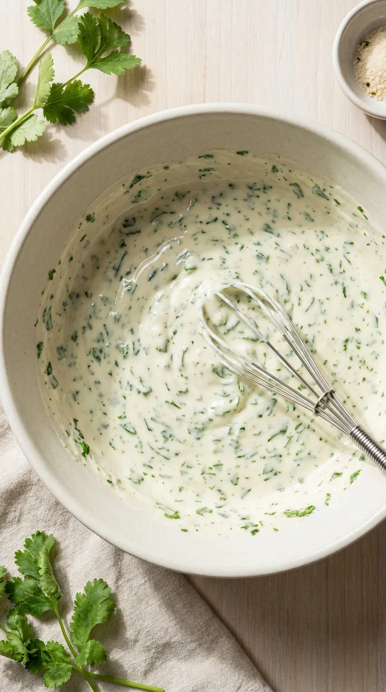 Fish Tacos: Mexican White Fish with Cilantro Sauce – step 4: Whisk the sauce
