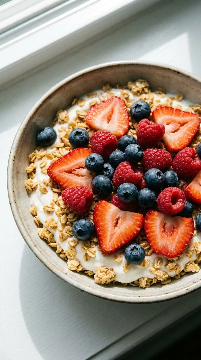 Greek Yogurt Granola Bowl: Mediterranean Fruit Breakfast – step 4: Layer the berries
