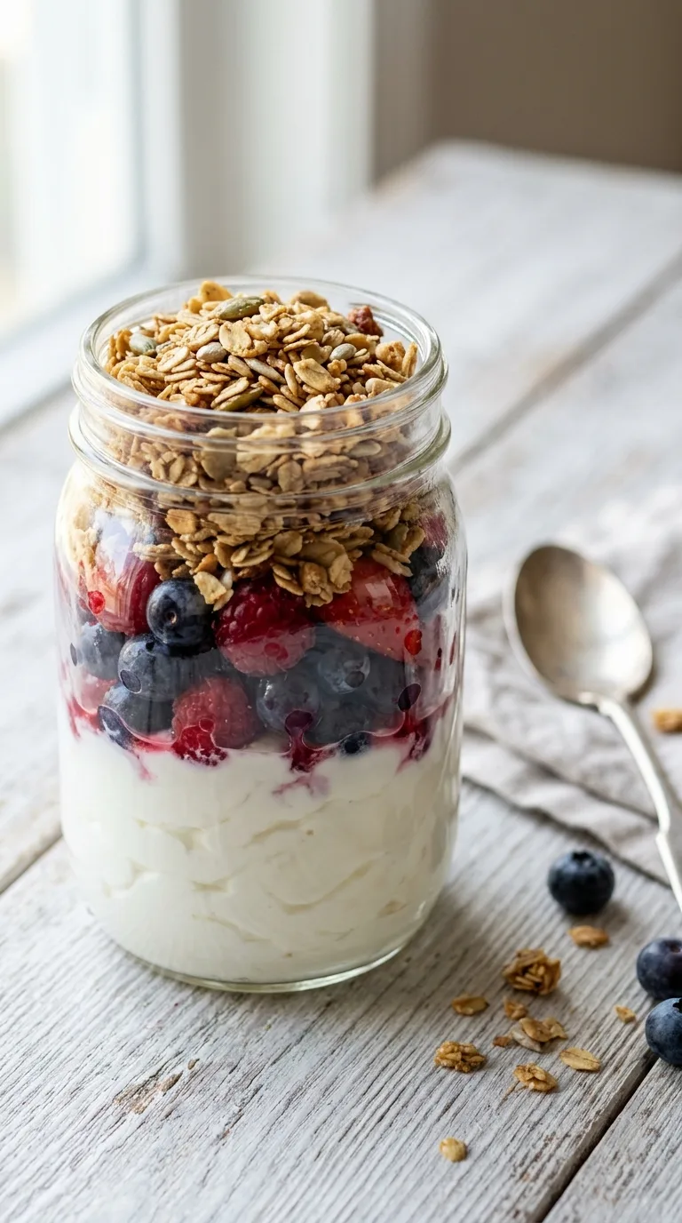 Greek Yogurt Granola Parfait: Layered Berry Breakfast – step 4: Add first toppings