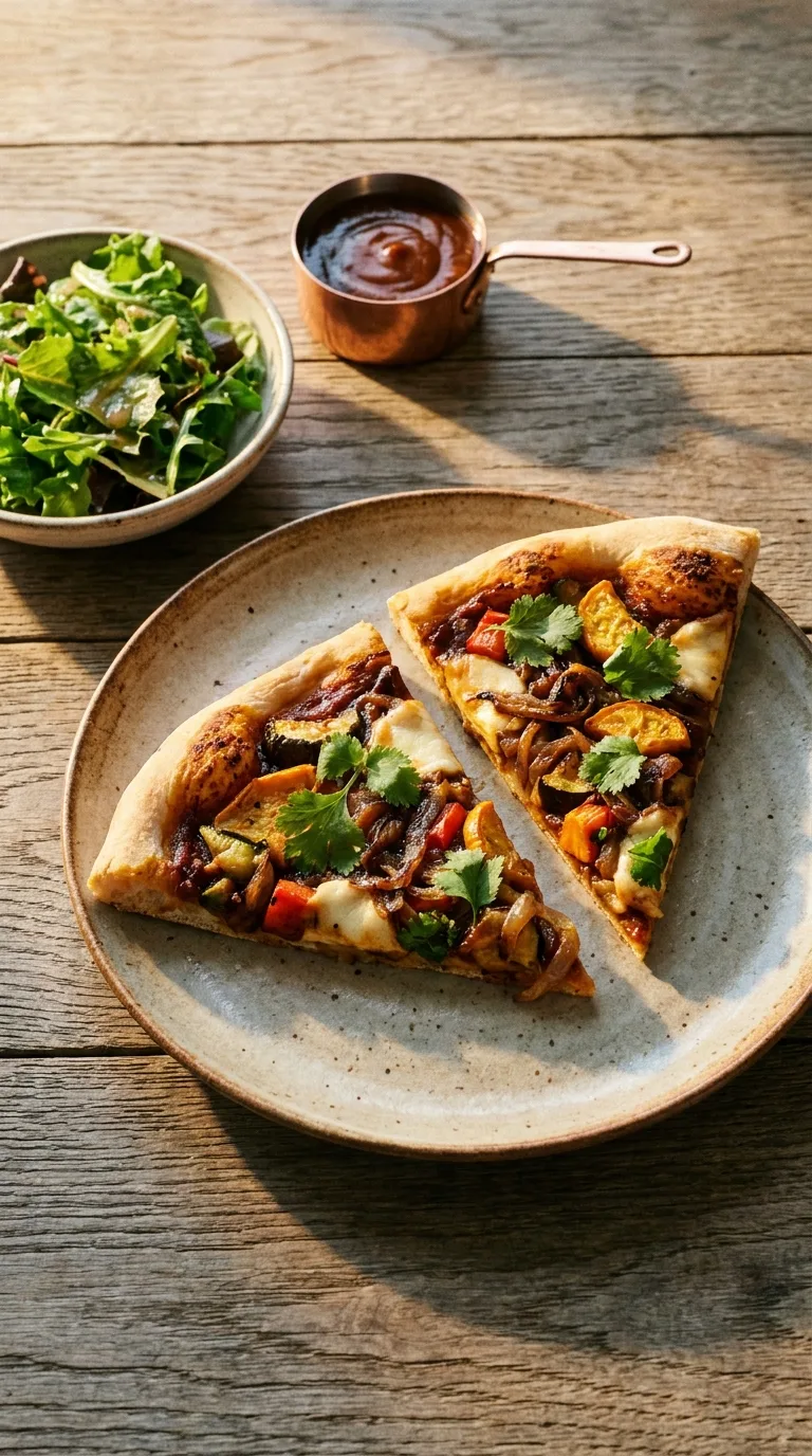 Vegetarian BBQ Pizza: Smoked Gouda and Vegetable Flatbread – step 8: Rest and garnish