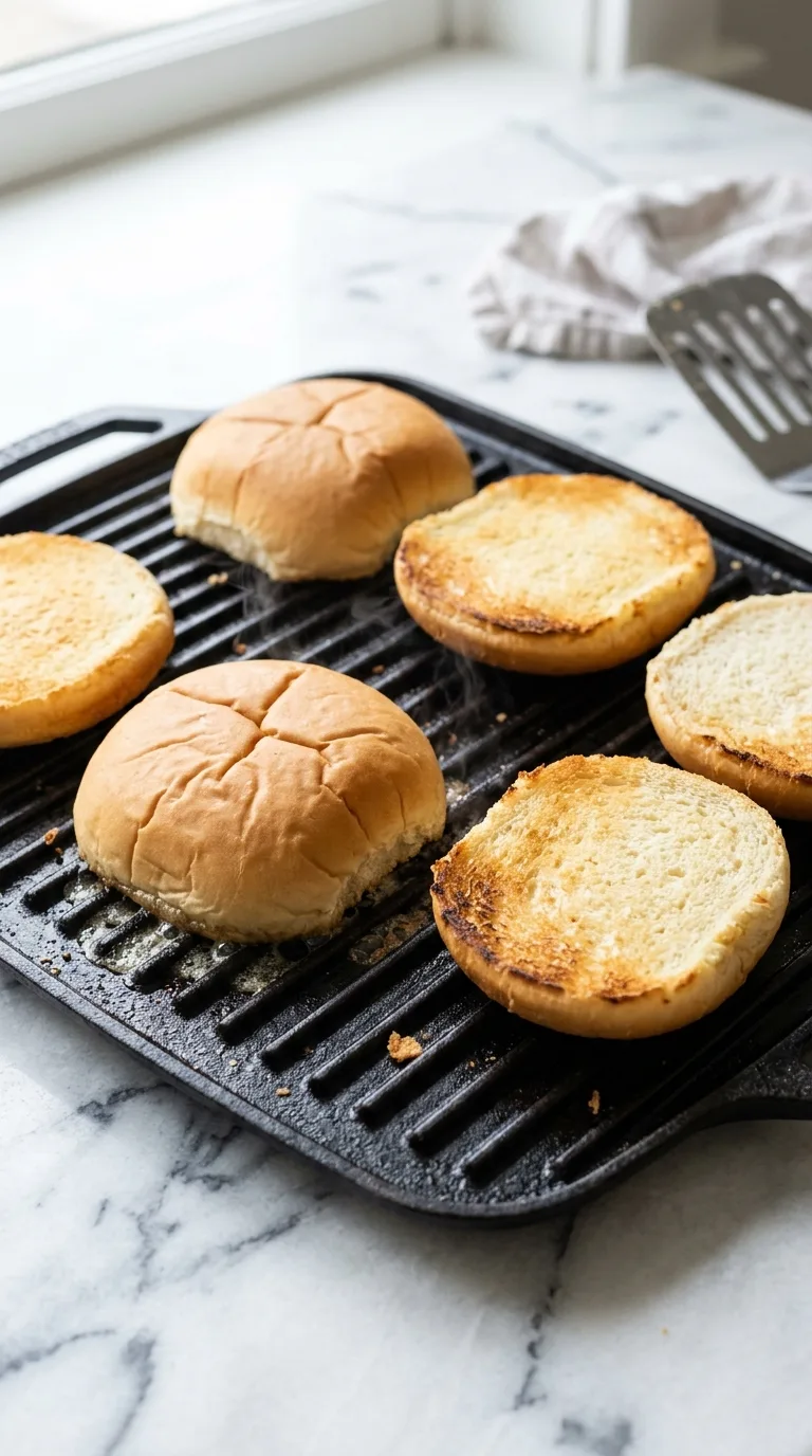 Grilled Pizza Burger: American Beef and Mozzarella Burger – step 5: Toast the buns