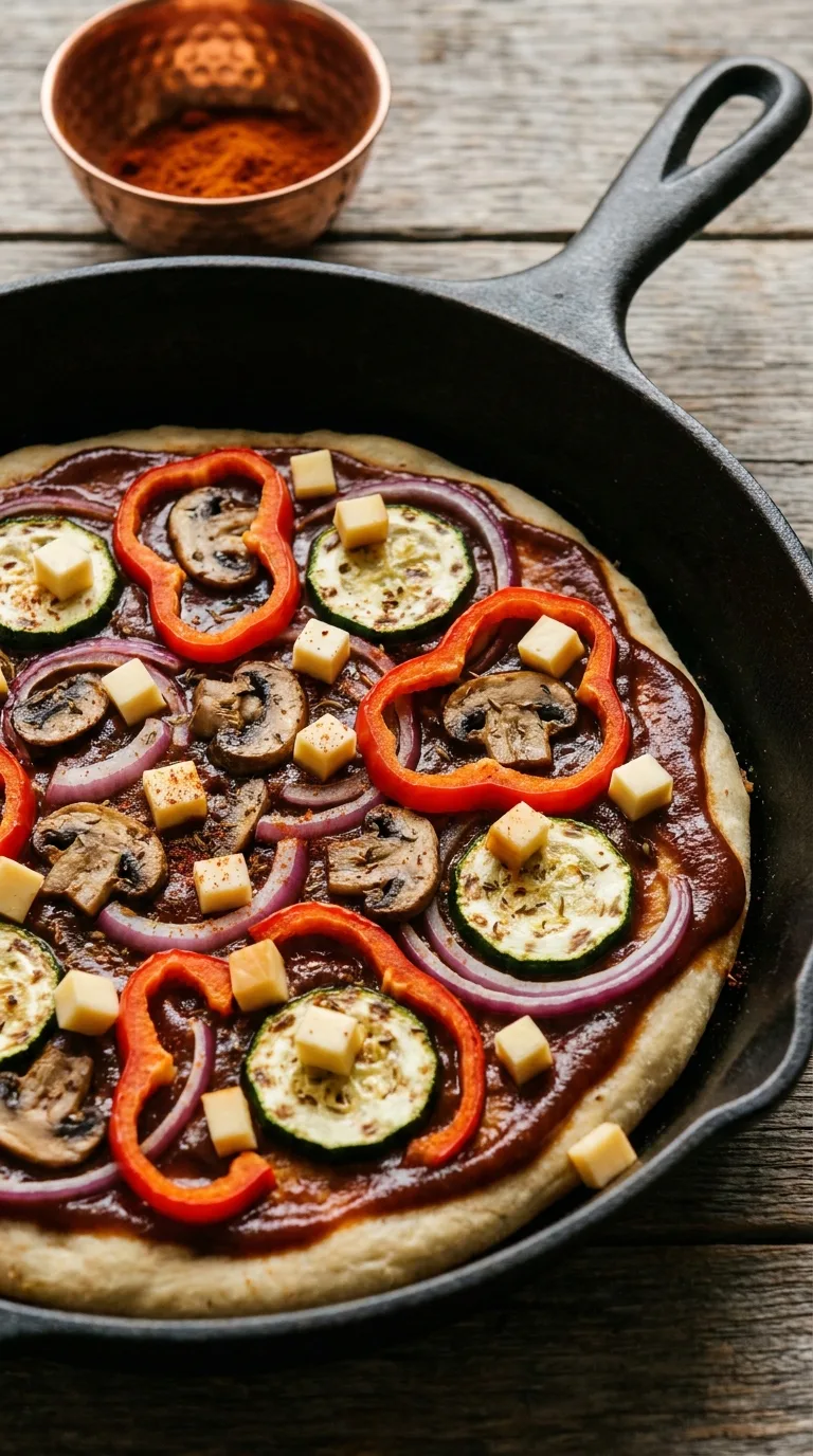 Vegetarian BBQ Pizza: Smoked Gouda and Vegetable Flatbread – step 6: Season and cheese