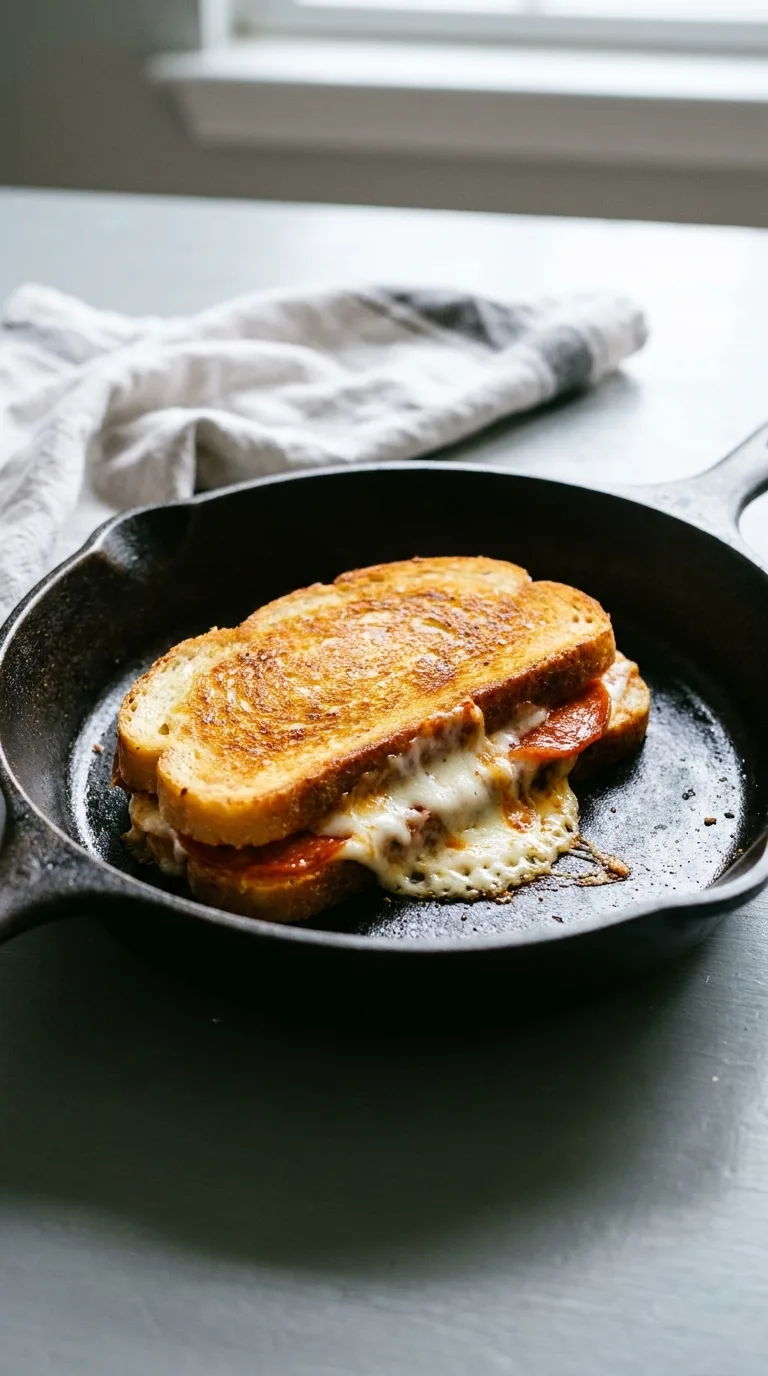 Grilled Pizza Sandwich: Toasted Bread with Turkey Bacon – step 5: Grill the first side