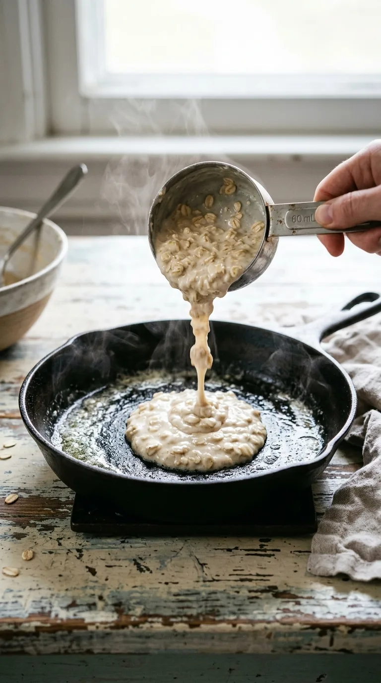 Oatmeal Pancakes: Fluffy Oat Breakfast Cakes – step 4: Pour the batter