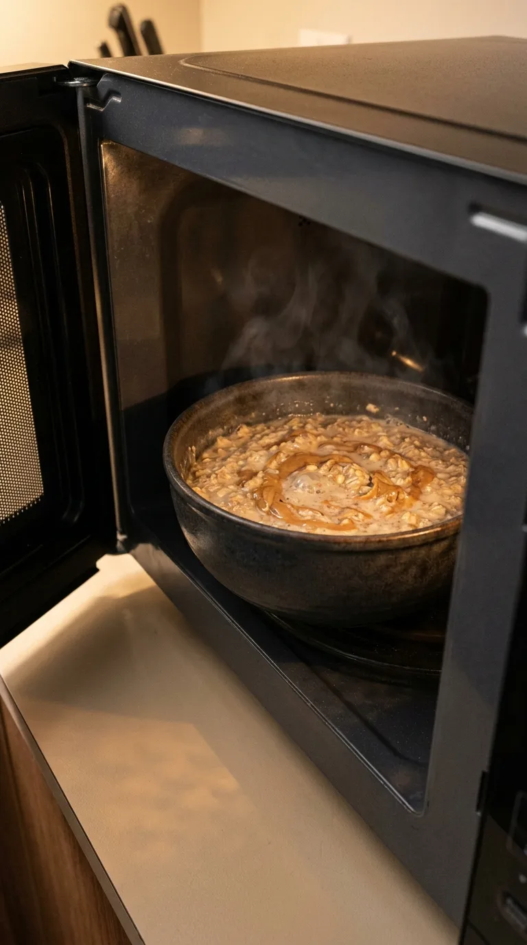 Peanut Butter Protein Oatmeal: Creamy High Protein Breakfast – step 3: First microwave heat