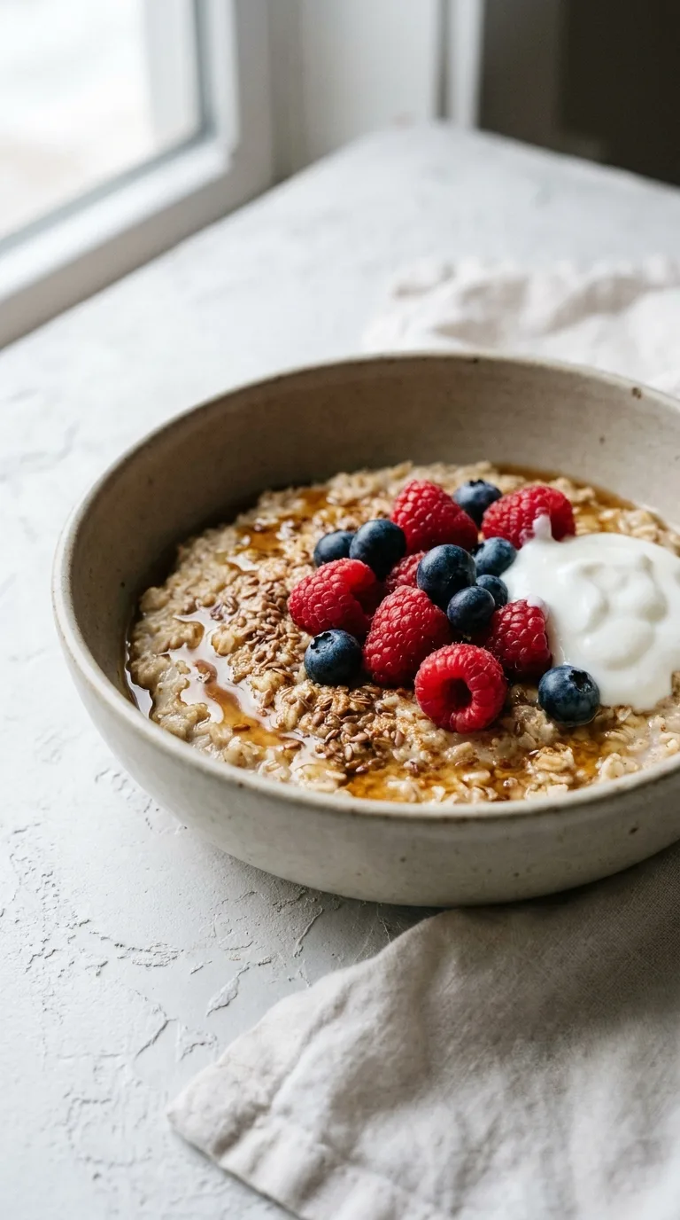 Vegan Protein Oatmeal: Hearty Oats with Maple and Berries – step 7: Add fibre and fruit
