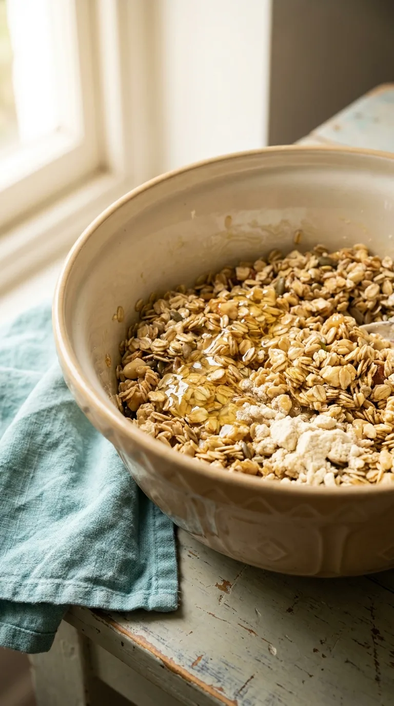 Protein-Oatmeal Granola Crunch: High Protein Breakfast Topping – step 4: Coat the granola