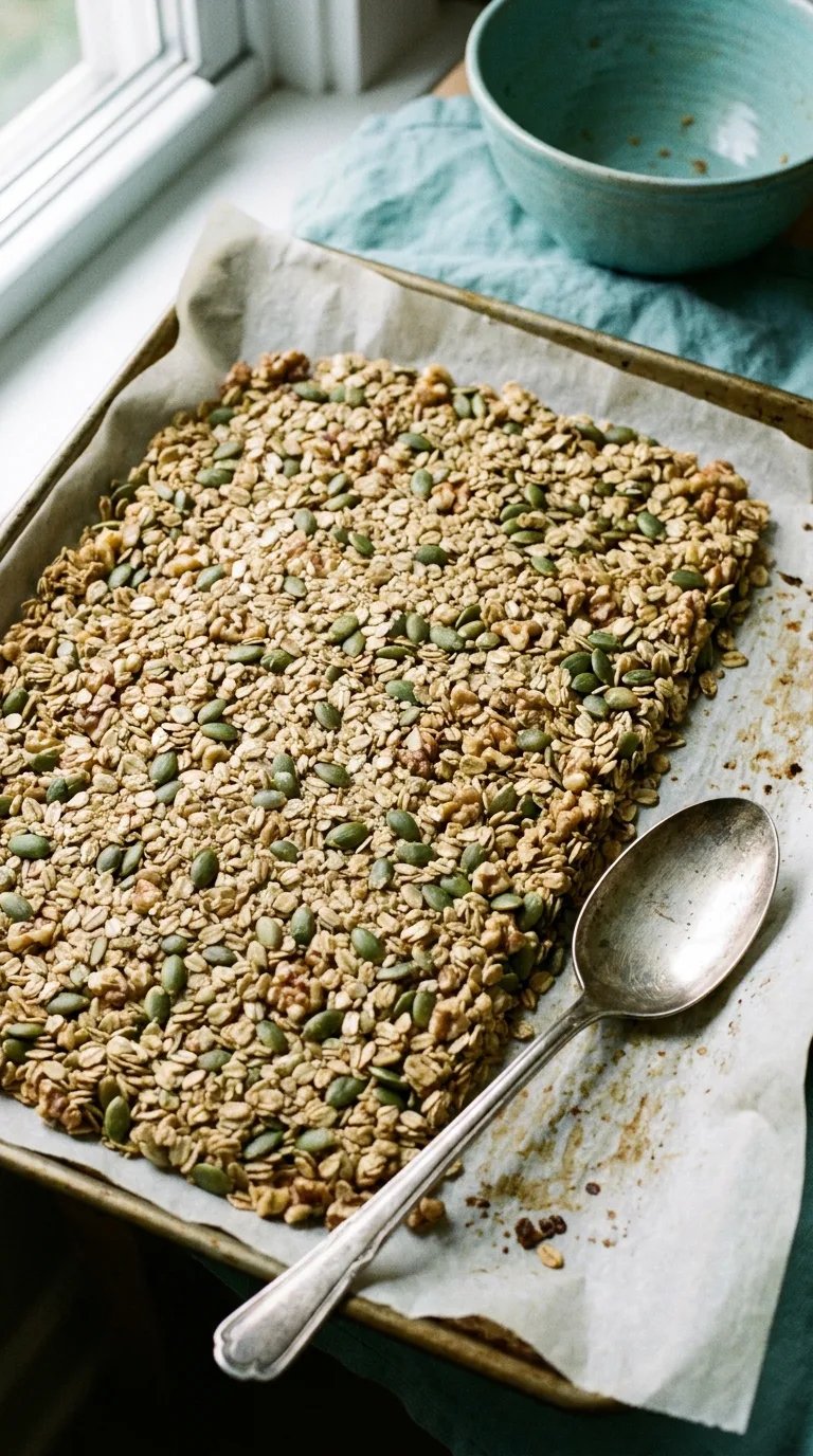 Protein-Oatmeal Granola Crunch: High Protein Breakfast Topping – step 5: Spread and compact