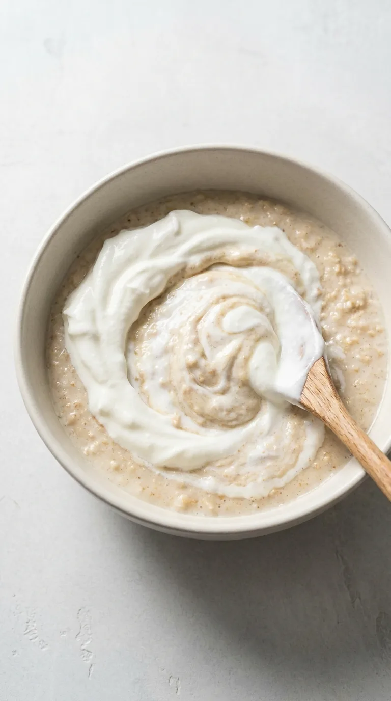 Protein-Rich Oatmeal Yogurt Bowl: Creamy Oat Porridge – step 5: Fold in yogurt