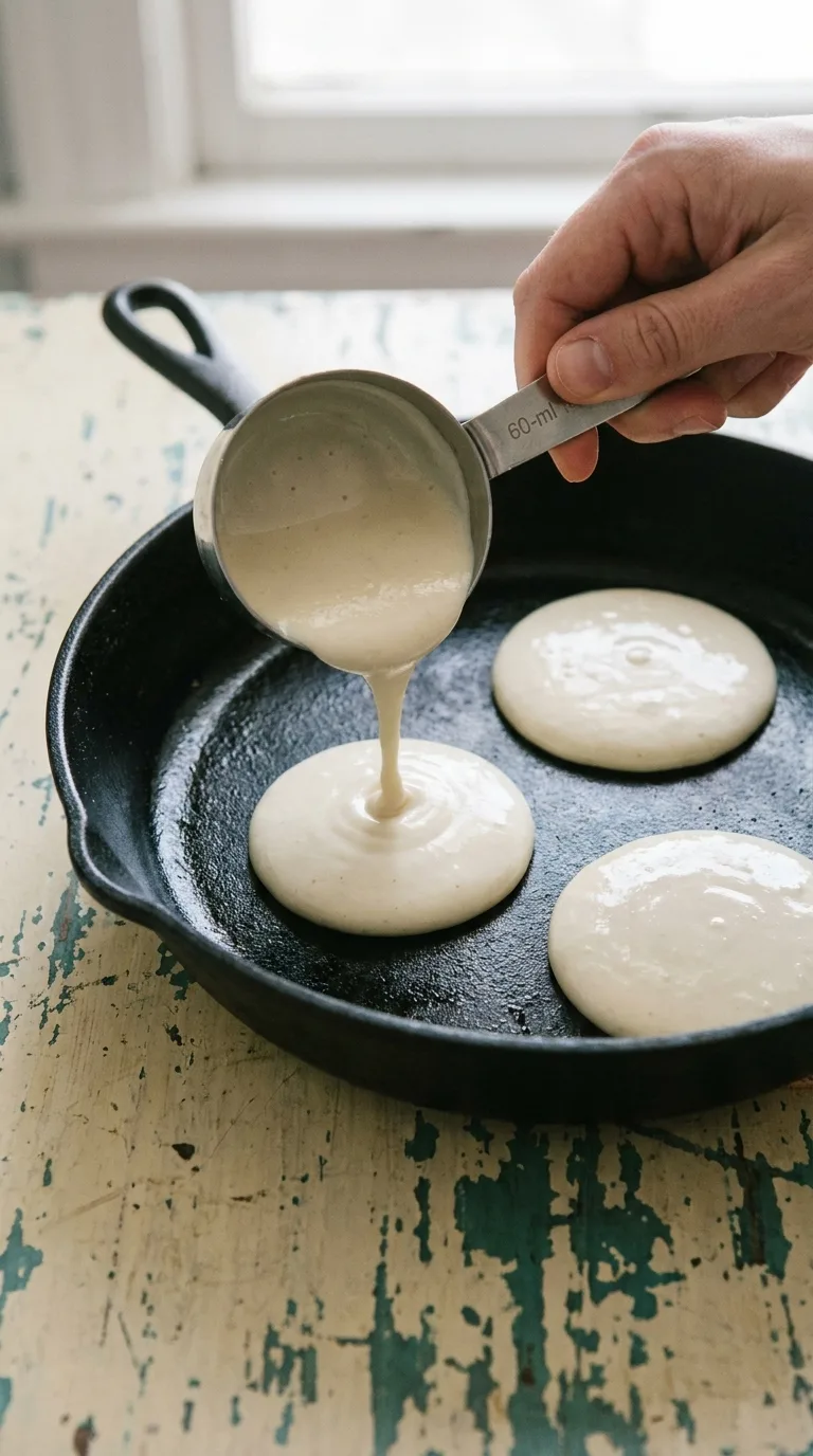 Protein Powder Cottage Cheese Pancakes: High-Protein Breakfast – step 4: Pour the batter