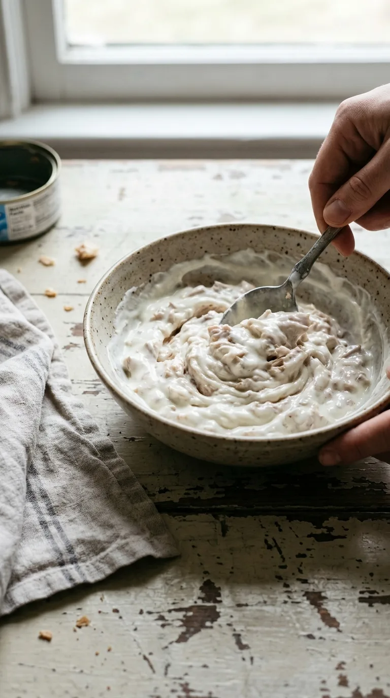 Tuna Salad with Greek Yogurt: High Protein Mediterranean Salad – step 2: Bind with yogurt