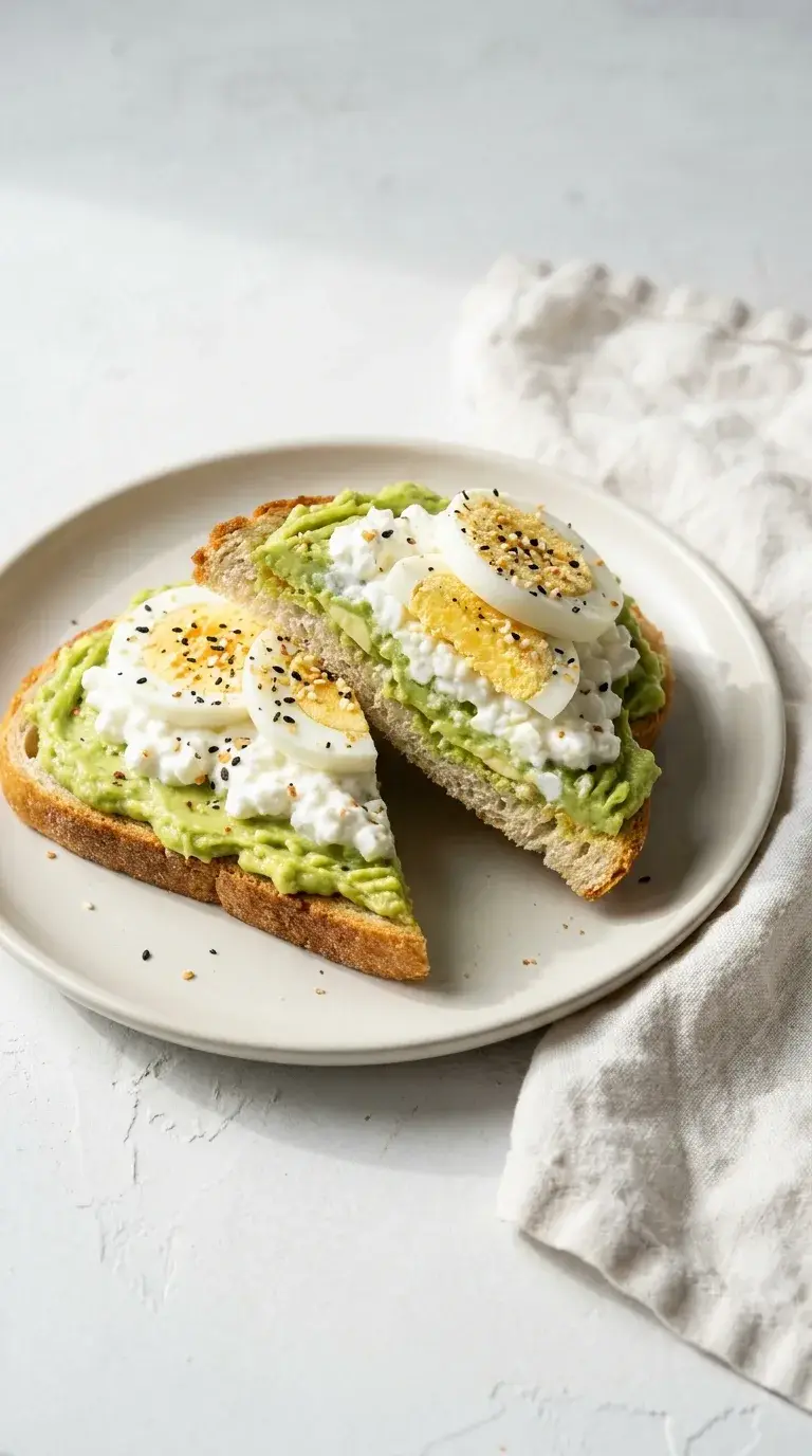 Protein Avocado Toast: Sourdough with Cottage Cheese and Egg