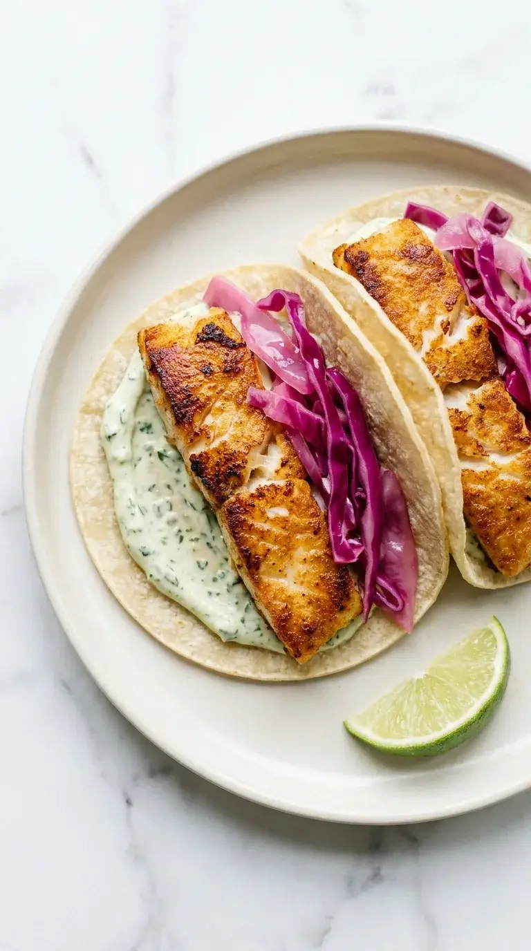 Fish Tacos: Mexican White Fish with Lime-Cilantro Crema