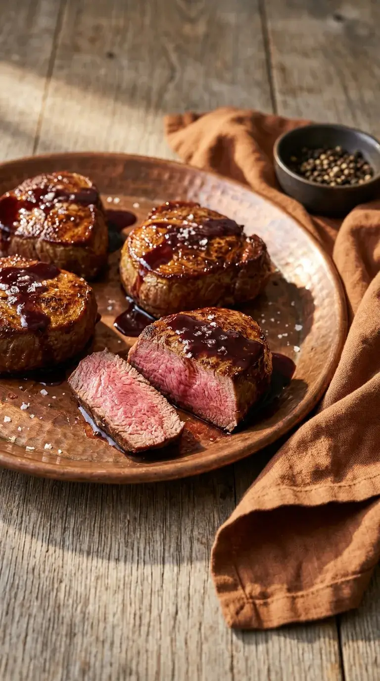 Beef Steak Medallions: Tenderloin with Red Grape-Juice Reduction