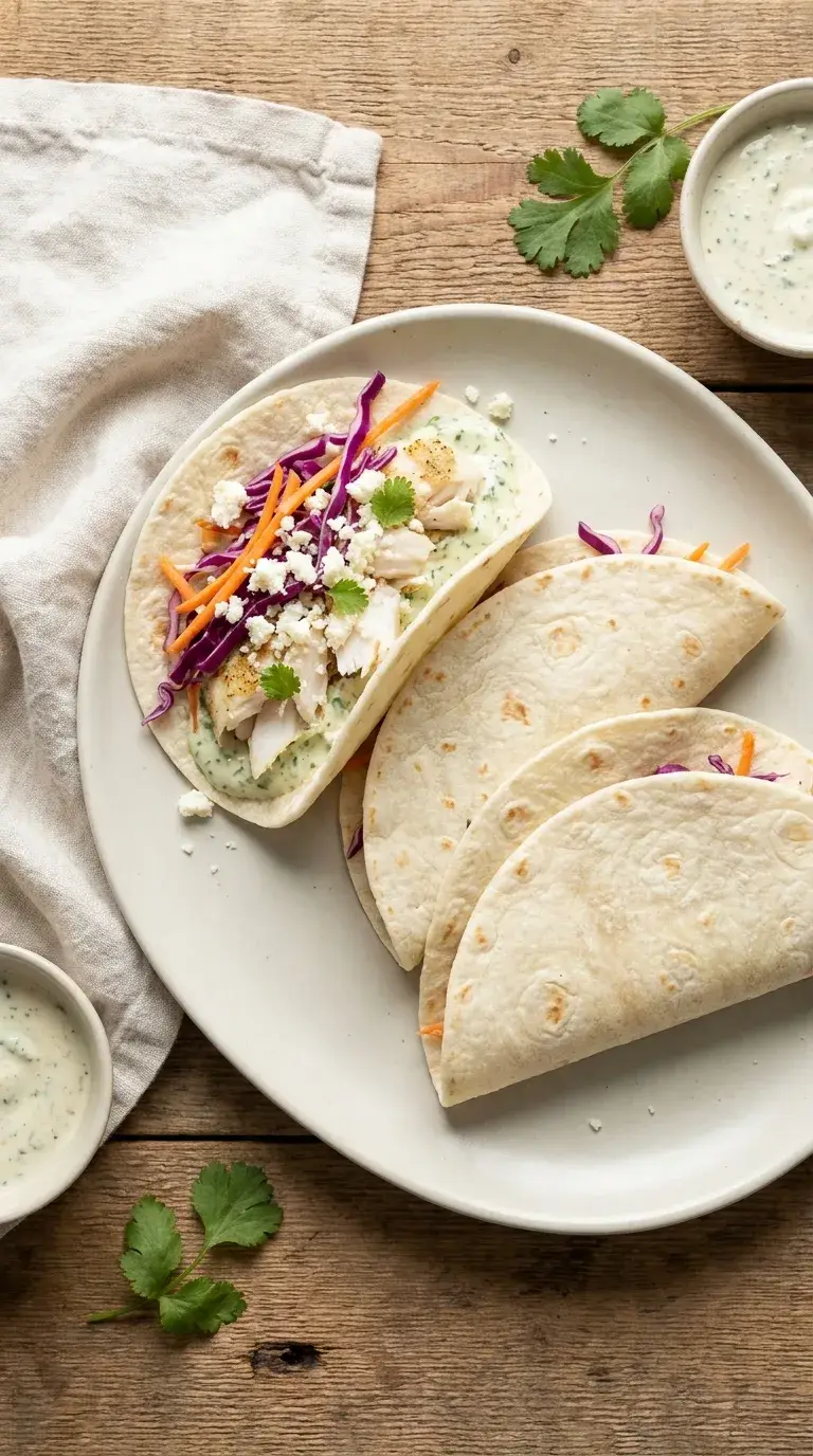 Fish Tacos: Mexican White Fish with Cilantro Sauce