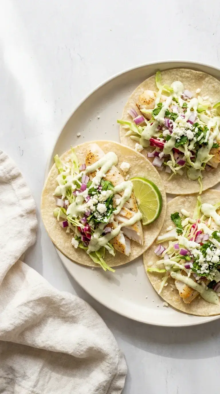 Fish Tacos: Mexican Battered Fish with Lime Crema