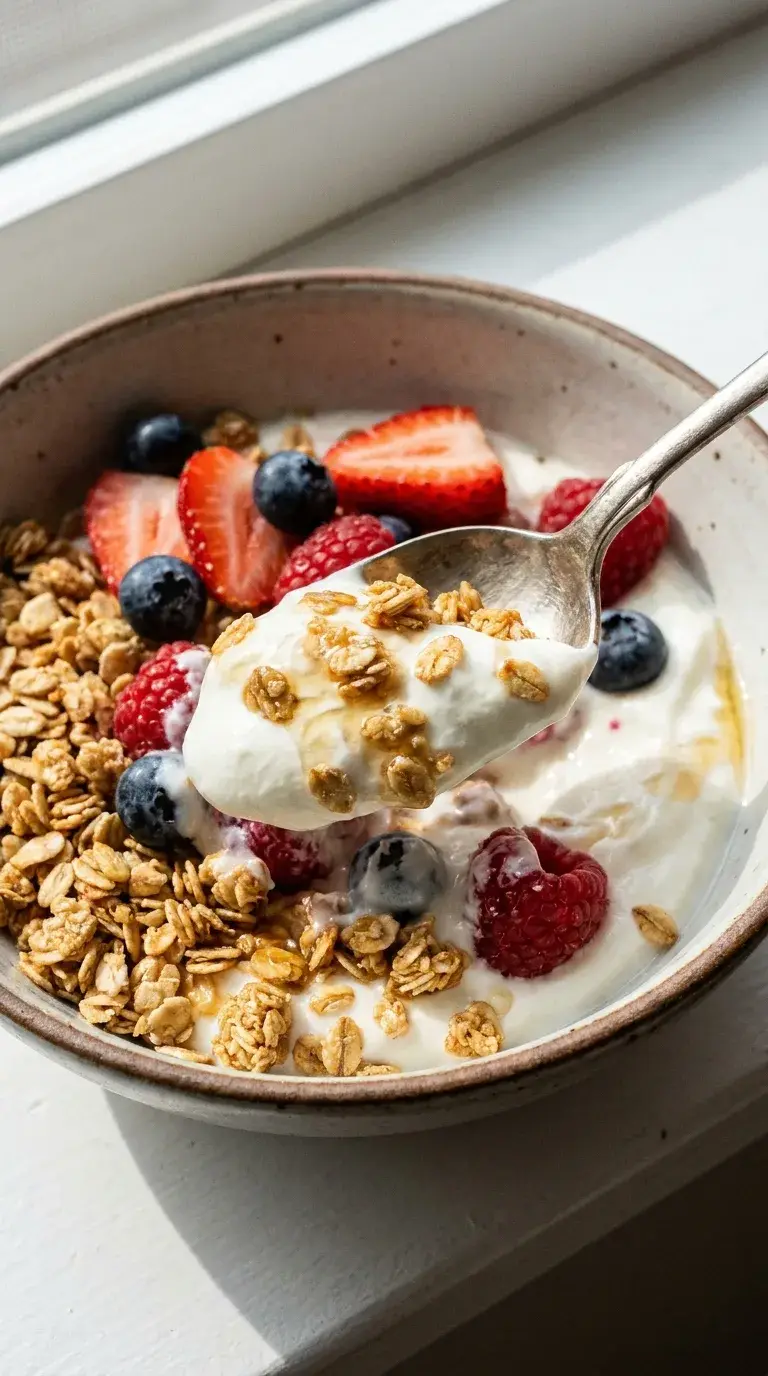 Greek Yogurt Granola Bowl: Mediterranean Fruit Breakfast