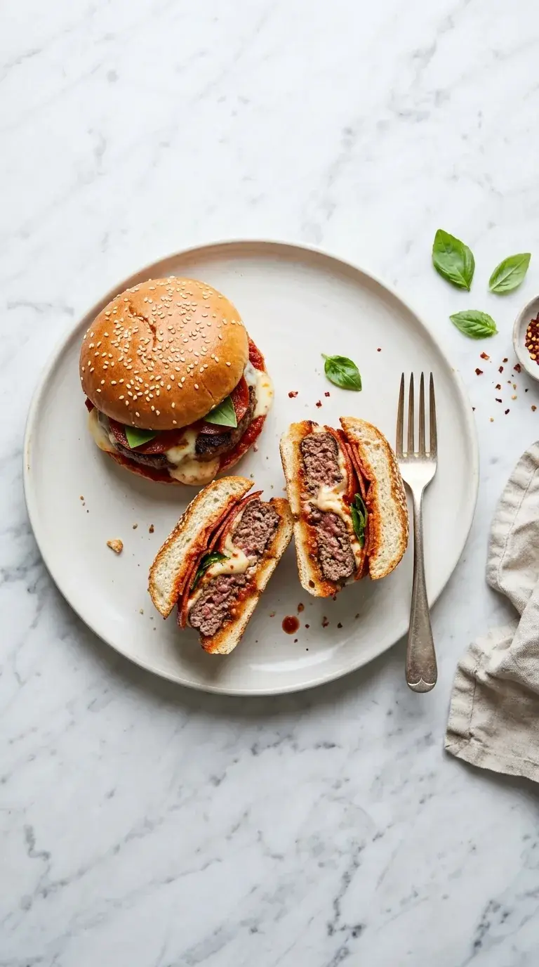 Grilled Pizza Burger: American Beef and Mozzarella Burger