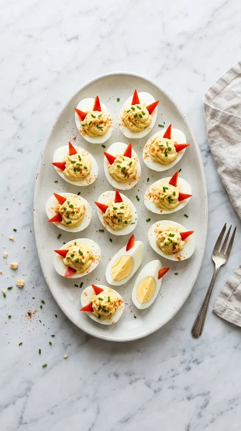 Halloween Deviled Egg Horns: Savoury Festive Appetiser