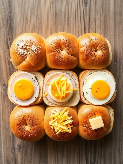 Bagel Breakfast Sliders - ingredients preparation