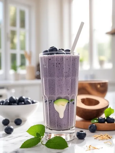 Blueberry Avocado Smoothie with Lemon Yogurt
