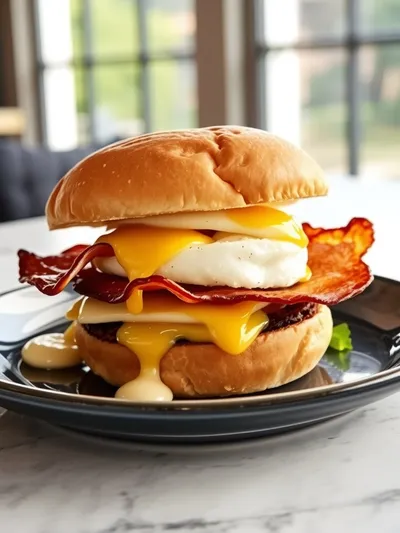 Breakfast Sliders with Turkey Bacon, Egg & Cheese - ready to serve