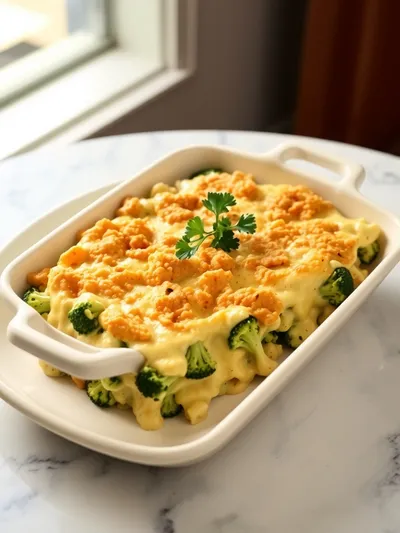 Ultimate Broccoli Cheese Casserole - ready to serve