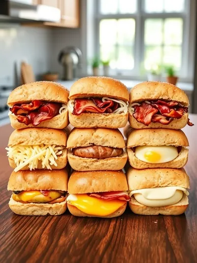 Cheesy Baked Breakfast Sliders - ingredients preparation