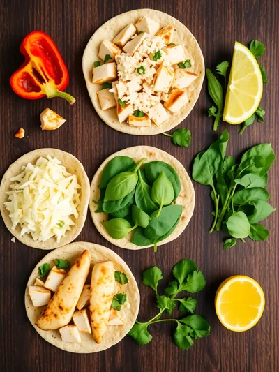 Cozy Cheesy Garlic Chicken Wraps - ingredients preparation