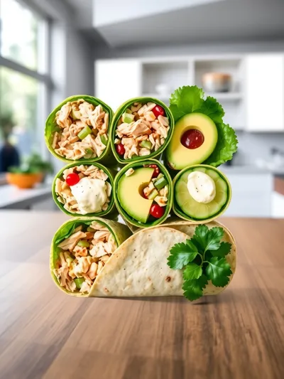 Chicken Avocado Salad Roll Ups - ingredients preparation