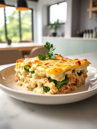 Creamy Low Carb Chicken Casserole - ready to serve