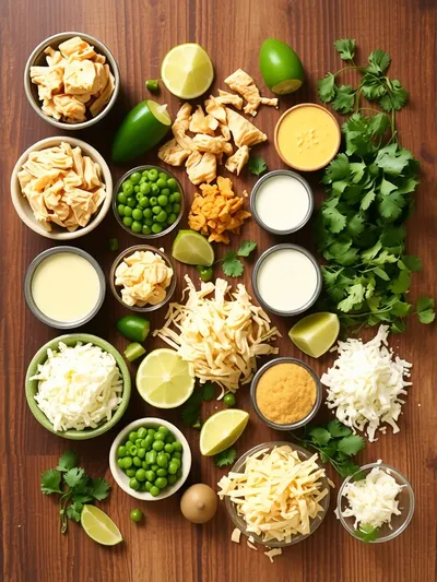 Creamy Queso Chicken Enchiladas - ingredients preparation