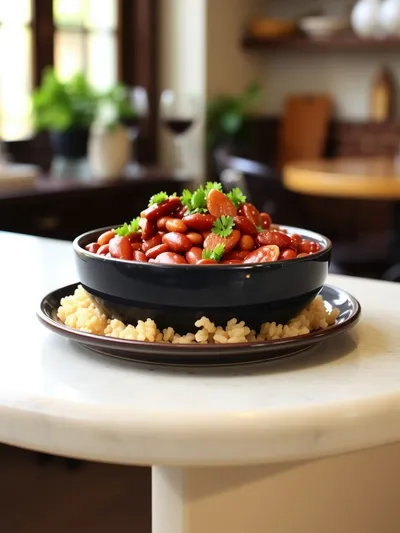 Louisiana Red Beans and Rice - cooking process