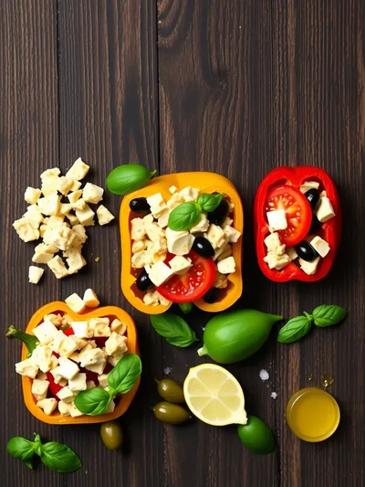 Mediterranean Chicken Stuffed Bell Peppers - ingredients preparation