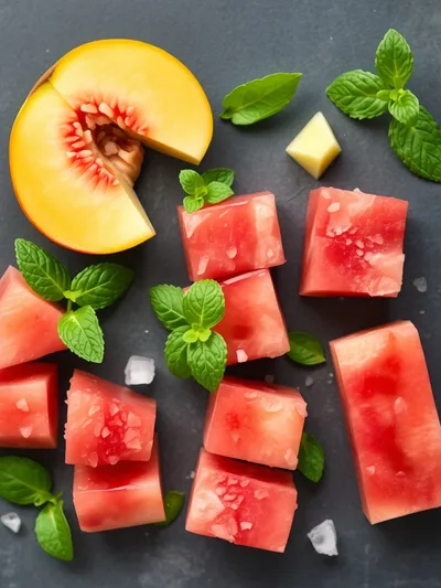 Peach Watermelon Salad – Easy Summer Recipe - ingredients preparation