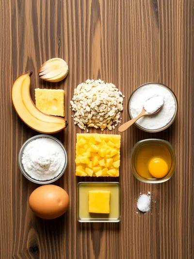 Moist Pineapple Banana Bread - ingredients preparation
