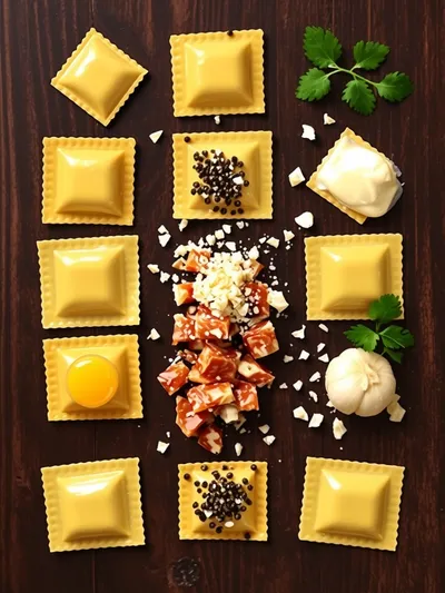 Olive Garden Inspired Ravioli Carbonara - ingredients preparation